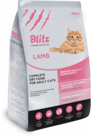 Корм Блиц (Blitz) для взрослых кошек с ягненком