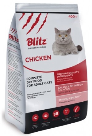 Сухой корм Блиц Blitz для взрослых кошек с курицей и рисом