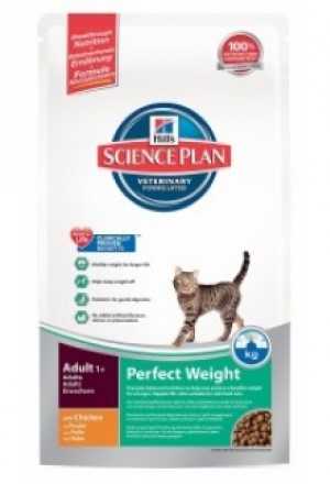 Сухой корм Хиллс Идеальный Вес для кошек, склонных к набору веса или с ожирением легкой степени.