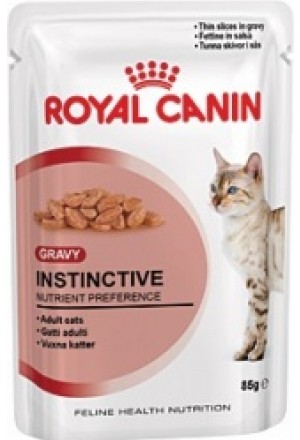 Влажный корм Роял Канин инстинктив: кусочки в желе для взрослых кошек всех пород.