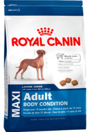 Корм Роял Канин Макси эдалт боди кондишн для собак крупных пород старше 15 месяцев.