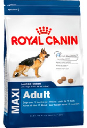 Корм Роял Канин Макси Эдалт для взрослых собак крупных пород (вес собаки 26-44кг) в возрасте от 15 месяцев до 5 лет.